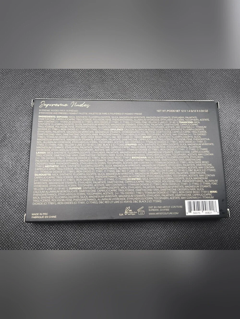 Artist Couture Supreme Nudes Palette - Black & Gold Accents